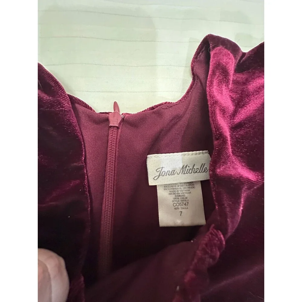 JONA MICHELLE GIRLS DRESS VELOUR SIZE 7
